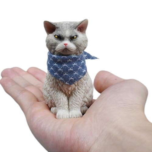 HiPlay JXK Collectible Cat Figure: Selkirk Rex, Expertly Hand-Painted, Lifelike, Safe Resin, 1:6 Scale Miniature Animal Figurine