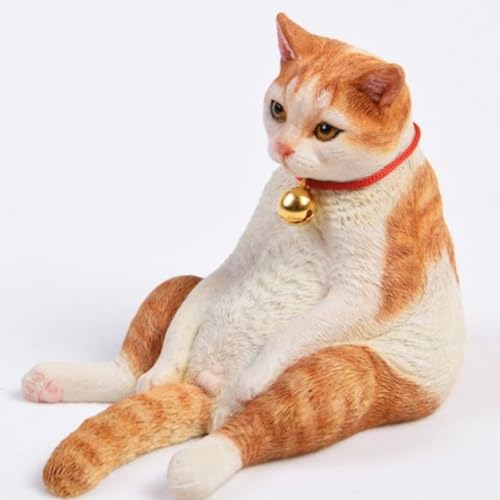 HiPlay JXK Collectible Cat Figure: American Shorthair, Expertly Hand-Painted, Lifelike, Safe Resin, 1:6 Scale Miniature Animal Figurine