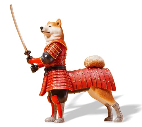 HiPlay JXK Collectible Dog Figure: Samurai Shiba lnu, Expertly Hand-Painted, Lifelike, Safe Resin, 1:6 Scale Miniature Animal Figurine JXK135A