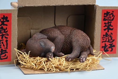 HiPlay JXK Collectible Dog Figure: Sleeping Position Labrador, Expertly Hand-Painted, Lifelike, Safe Resin, 1:4 Scale Miniature Animal Figurine