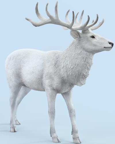 HiPlay JXK Collectible Deer Figure: Reindeer, Expertly Hand-Painted, Lifelike, Safe Resin, 1:6 Scale Miniature Animal Figurine