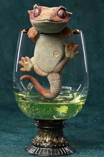 HiPlay JXK Collectible Dog Figure: Eyelash Gecko, Expertly Hand-Painted, Lifelike, Safe Resin, 1:1 Scale Miniature Animal Figurine