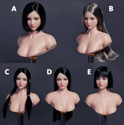 Escultura de cabeza femenina a escala 1:6, diseño de ojos móviles, escultura de cabeza de niña asiática para figuras de acción de 12 pulgadas YMT101A