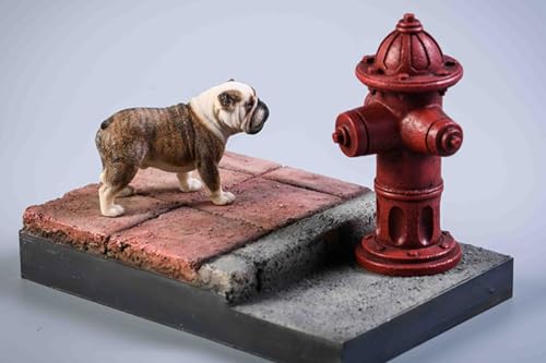 HiPlay JXK Collectible Dog Figure: Bulldog, Expertly Hand-Painted, Lifelike, Safe Resin, 1:12 Scale Miniature Animal Figurine