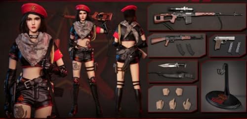 HiPlay FLAGSET Collectible Figure Full Set: Red Alert Mobilize Troops, Nastya, Anime Style, Seamless Design, 1:6 Scale Miniature Female Action Figurine 73048A