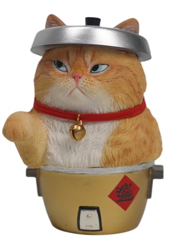 HiPlay JXK Collectible Cat Figure: Damo Lucky Cat, Expertly Hand-Painted, Lifelike, Safe Resin, 1:12 Scale Miniature Animal Figurine