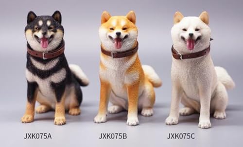 HiPlay JXK Collectible Dog Figure: Sitting Shiba Inu, Expertly Hand-Painted, Lifelike, Safe Resin, 1:6 Scale Miniature Animal Figurine