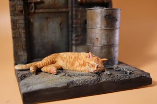 HiPlay JXK Collectible Cat Figure: Lethargic Cat 4.0, Expertly Hand-Painted, Lifelike, Safe Resin, 1:6 Scale Miniature Animal Figurine