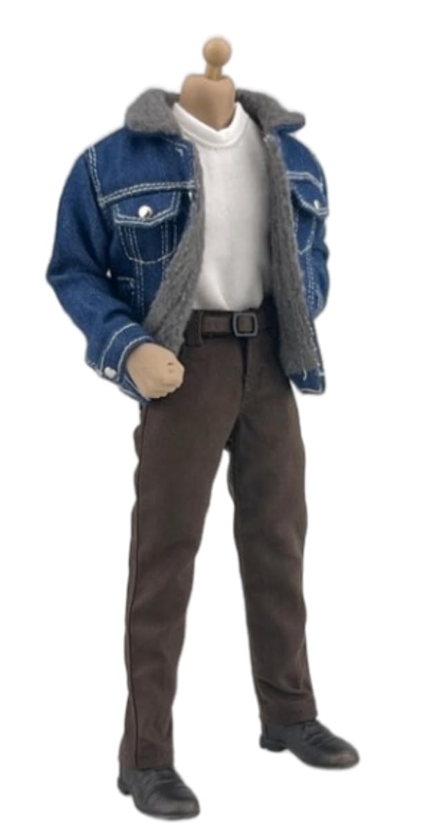 1/12 Scale Figure Doll Clothes: Lamb Down Denim Jacket Collectible Accessory