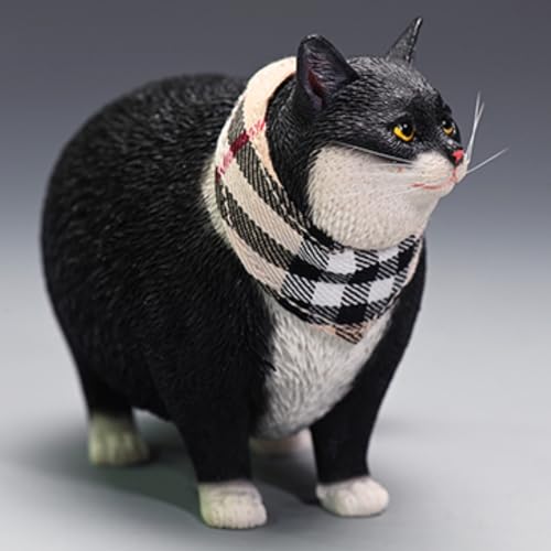 HiPlay JXK Collectible Cat Figure: Change Head Fat Cat, Expertly Hand-Painted, Lifelike, Safe Resin, 1:6 Scale Miniature Animal Figurine