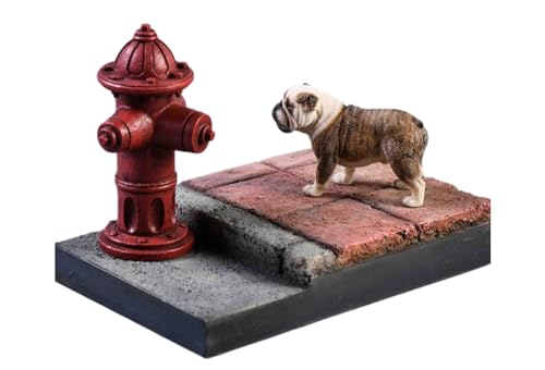 HiPlay JXK Collectible Dog Figure: Bulldog, Expertly Hand-Painted, Lifelike, Safe Resin, 1:12 Scale Miniature Animal Figurine