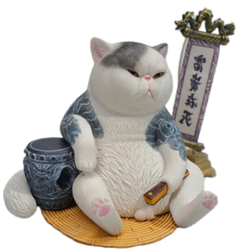 HiPlay JXK Collectible Cat Figure: Dying is as Natural as Living, Expertly Hand-Painted, Lifelike, Safe Resin, 1:12 Scale Miniature Animal Figurine