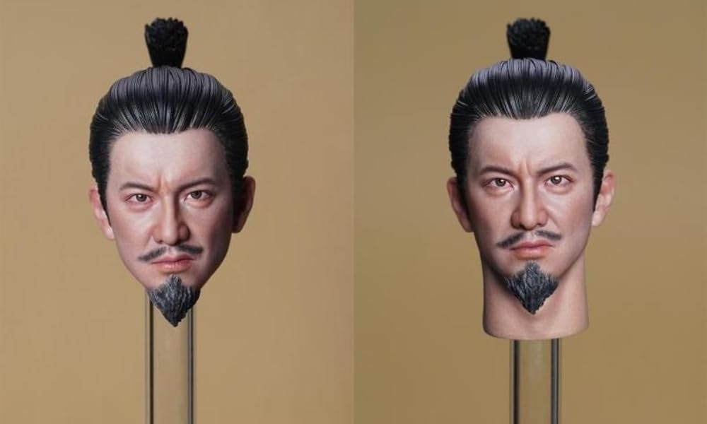 HiPlay Super Duck 1:6 Scale Male Head Sculpt, Nobunaga Kimura Samurai Head Sculpture with Neck for 12-inch Action Figures