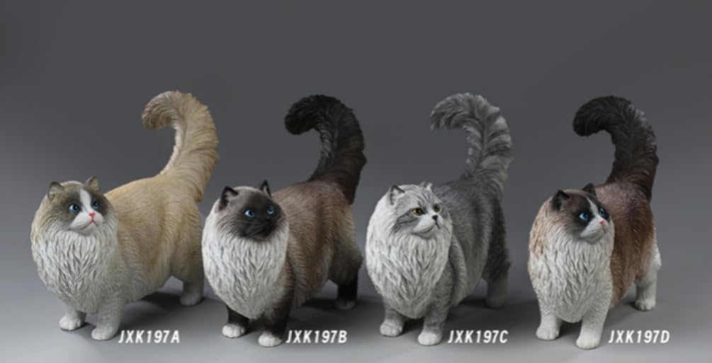 HiPlay JXK Collectible Cat Figure: Ragdoll2.0, Expertly Hand-Painted, Lifelike, Safe Resin, 1:6 Scale Miniature Animal Figurine