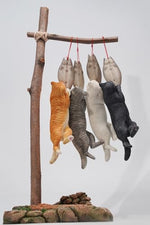 JXK Collectible Cat Figure: Cats That eat Fish 2.0, Expertly Hand-Painted, Lifelike, Safe Resin, 1:6 Scale Miniature Animal Figurine