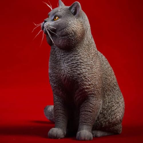 HiPlay JXK Collectible Cat Figure: Shorthair Cat, Expertly Hand-Painted, Lifelike, Safe Resin, 1:6 Scale Miniature Animal Figurine