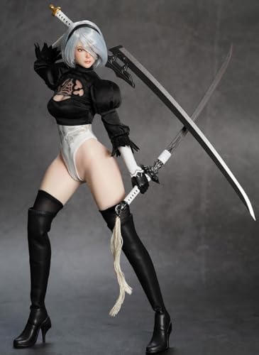 JUGUETE Conjunto completo: Robot humanoide 2B, diseño de ojos sin costuras y móviles, figura de acción femenina en miniatura a escala 1:6