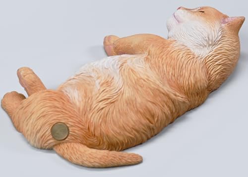 HiPlay JXK Collectible Cat Figure: Lethargic Cat, Expertly Hand-Painted, Lifelike, Safe Resin, 1:6 Scale Miniature Animal Figurine