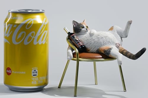 HiPlay JXK Collectible Cat Figure: Drunken Cat, Expertly Hand-Painted, Lifelike, Safe Resin, 1:6 Scale Miniature Animal Figurine