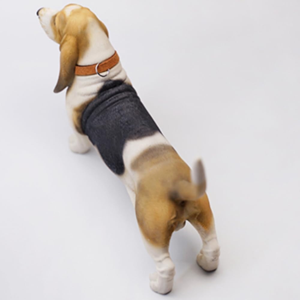 HiPlay JXK Collectible Dog Figure: Basset Hound, Expertly Hand-Painted, Lifelike, Safe Resin, 1:6 Scale Miniature Animal Figurine