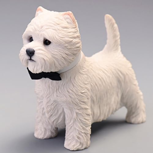 HiPlay JXK Collectible Dog Figure: West Highland White Terrier, Expertly Hand-Painted, Lifelike, Safe Resin, 1:6 Scale Miniature Animal Figurine