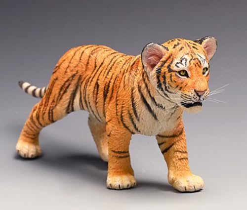 HiPlay JXK Collectible Tiger Figure: Small Tiger, Expertly Hand-Painted, Lifelike, Safe Resin, 1:6 Scale Miniature Animal Figurine JXK105