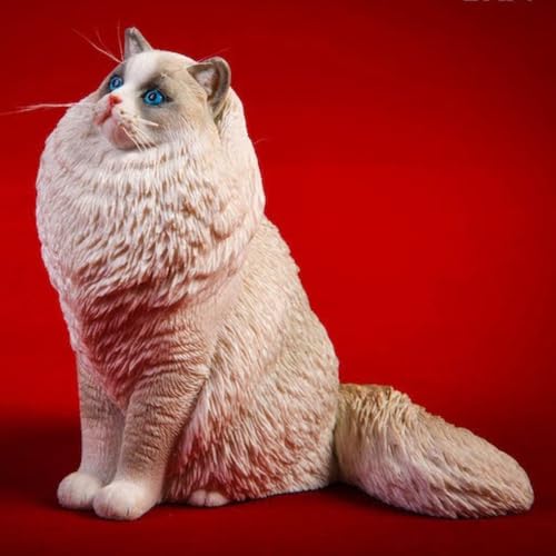 HiPlay JXK Collectible Cat Figure: Ragdoll, Expertly Hand-Painted, Lifelike, Safe Resin, 1:6 Scale Miniature Animal Figurine