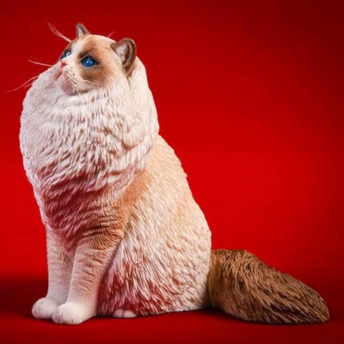 HiPlay JXK Collectible Cat Figure: Ragdoll, Expertly Hand-Painted, Lifelike, Safe Resin, 1:6 Scale Miniature Animal Figurine