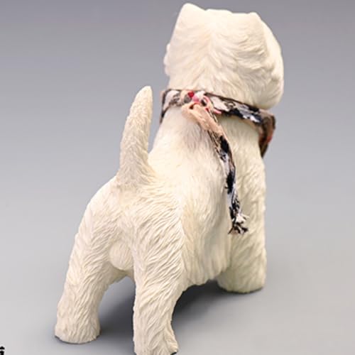 HiPlay JXK Collectible Dog Figure: West Highland White Terrier, Expertly Hand-Painted, Lifelike, Safe Resin, 1:6 Scale Miniature Animal Figurine