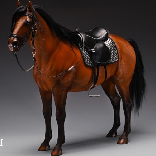 HiPlay JXK Collectible Horse Figure: Dutch Warmblood, Expertly Hand-Painted, Lifelike, Safe Resin, 1:6 Scale Miniature Animal Figurine