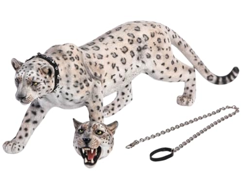 HiPlay JXK Collectible Cat Figure: Leopard, Expertly Hand-Painted, Lifelike, Safe Resin, 1:6 Scale Miniature Animal Figurine