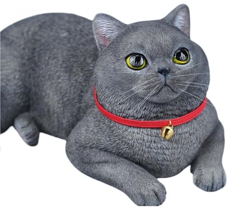 HiPlay JXK Collectible Cat Figure: Shorthair Cat, Expertly Hand-Painted, Lifelike, Safe Resin, 1:3 Scale Miniature Animal Figurine