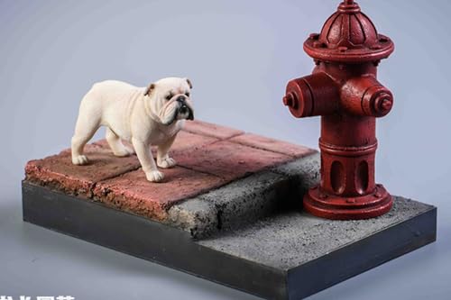 HiPlay JXK Collectible Dog Figure: Bulldog, Expertly Hand-Painted, Lifelike, Safe Resin, 1:12 Scale Miniature Animal Figurine