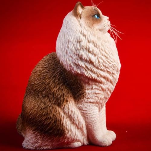 HiPlay JXK Collectible Cat Figure: Ragdoll, Expertly Hand-Painted, Lifelike, Safe Resin, 1:6 Scale Miniature Animal Figurine