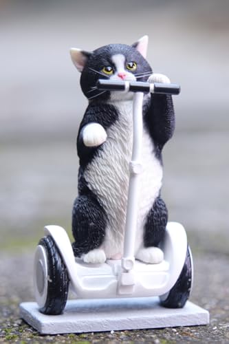 HiPlay JXK Collectible Cat Figure: Gray Standing Cat, Expertly Hand-Painted, Lifelike, Safe Resin, 1:6 Scale Miniature Animal Figurine