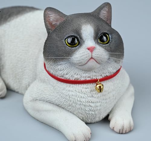 HiPlay JXK Collectible Cat Figure: Shorthair Cat, Expertly Hand-Painted, Lifelike, Safe Resin, 1:3 Scale Miniature Animal Figurine