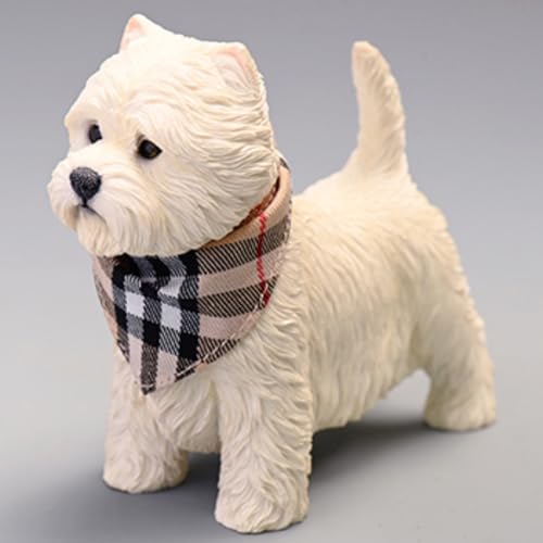 HiPlay JXK Collectible Dog Figure: West Highland White Terrier, Expertly Hand-Painted, Lifelike, Safe Resin, 1:6 Scale Miniature Animal Figurine