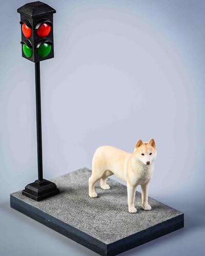 HiPlay JXK Collectible Dog Figure: Husky, Expertly Hand-Painted, Lifelike, Safe Resin, 1:12 Scale Miniature Animal Figurine