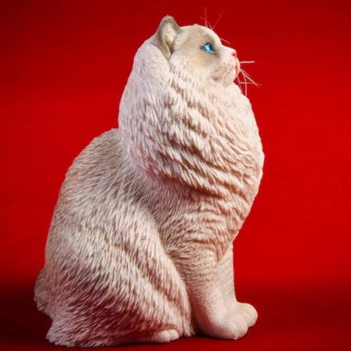 HiPlay JXK Collectible Cat Figure: Ragdoll, Expertly Hand-Painted, Lifelike, Safe Resin, 1:6 Scale Miniature Animal Figurine