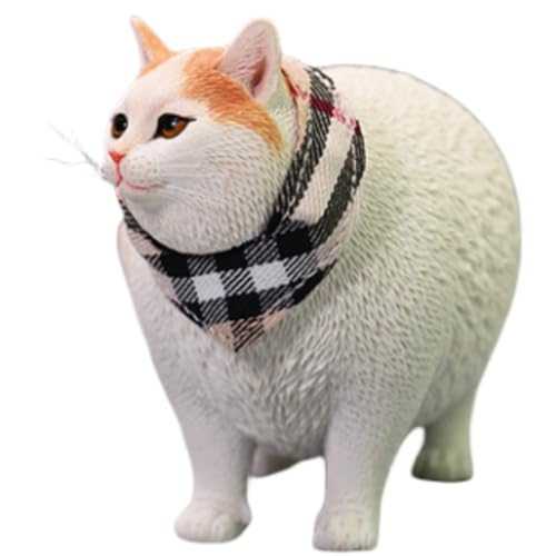 HiPlay JXK Collectible Cat Figure: Change Head Fat Cat, Expertly Hand-Painted, Lifelike, Safe Resin, 1:6 Scale Miniature Animal Figurine