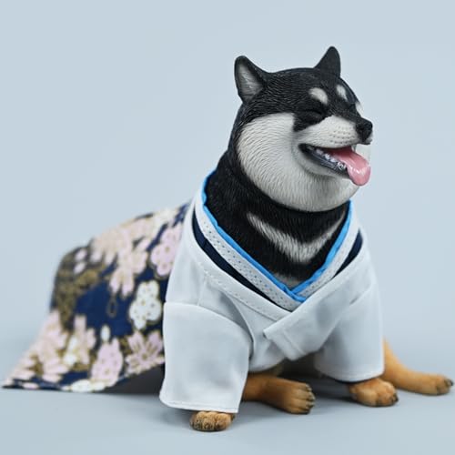 HiPlay JXK Collectible Dog Figure: Shiba Inu, Expertly Hand-Painted, Lifelike, Safe Resin, 1:6 Scale Miniature Animal Figurine