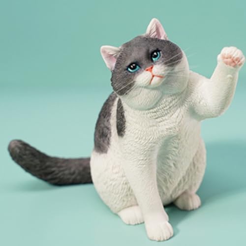 HiPlay JXK Collectible Cat Figure: British Shorthair Cat 2.0, Expertly Hand-Painted, Lifelike, Safe Resin, 1:6 Scale Miniature Animal Figurine