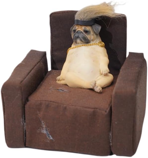 Figura coleccionable en miniatura JXK JKX: Bulldog francés y sofá, figuras de acción a escala 1:6