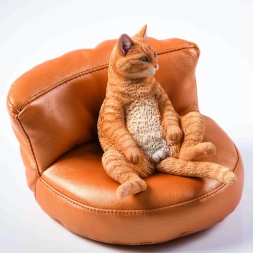 HiPlay JXK Collectible Cat Figure: Felis Catus, Expertly Hand-Painted, Lifelike, Safe Resin, 1:6 Scale Miniature Animal Figurine