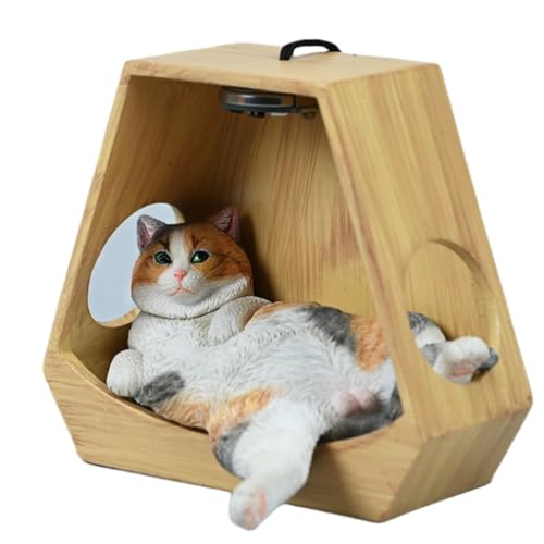 HiPlay JXK Collectible Cat Figure: Hanging Basket Lazy Cat, Expertly Hand-Painted, Lifelike, Safe Resin, 1:6 Scale Miniature Animal Figurine