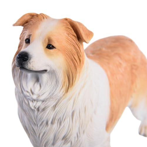 HiPlay JXK Collectible Dog Figure: Border Collie, Expertly Hand-Painted, Lifelike, Safe Resin, 1:6 Scale Miniature Animal Figurine