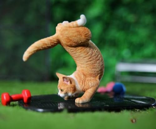 HiPlay JXK Collectible Cat Figure: Yoga Cat 2.0, Expertly Hand-Painted, Lifelike, Safe Resin, 1:6 Scale Miniature Animal Figurine