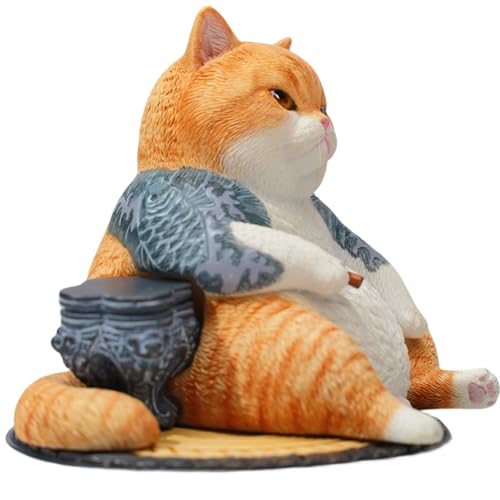 HiPlay JXK Collectible Cat Figure: Dying is as Natural as Living, Expertly Hand-Painted, Lifelike, Safe Resin, 1:12 Scale Miniature Animal Figurine