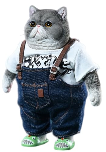 HiPlay JXK Collectible Cat Figure: Fat Cat, Expertly Hand-Painted, Lifelike, Safe Resin, 1:6 Scale Miniature Animal Figurine JXK190