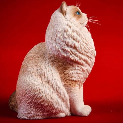 HiPlay JXK Collectible Cat Figure: Ragdoll, Expertly Hand-Painted, Lifelike, Safe Resin, 1:6 Scale Miniature Animal Figurine